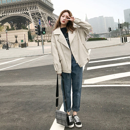 Casual Little Guy With A Motorcycle Leather Jacket Off